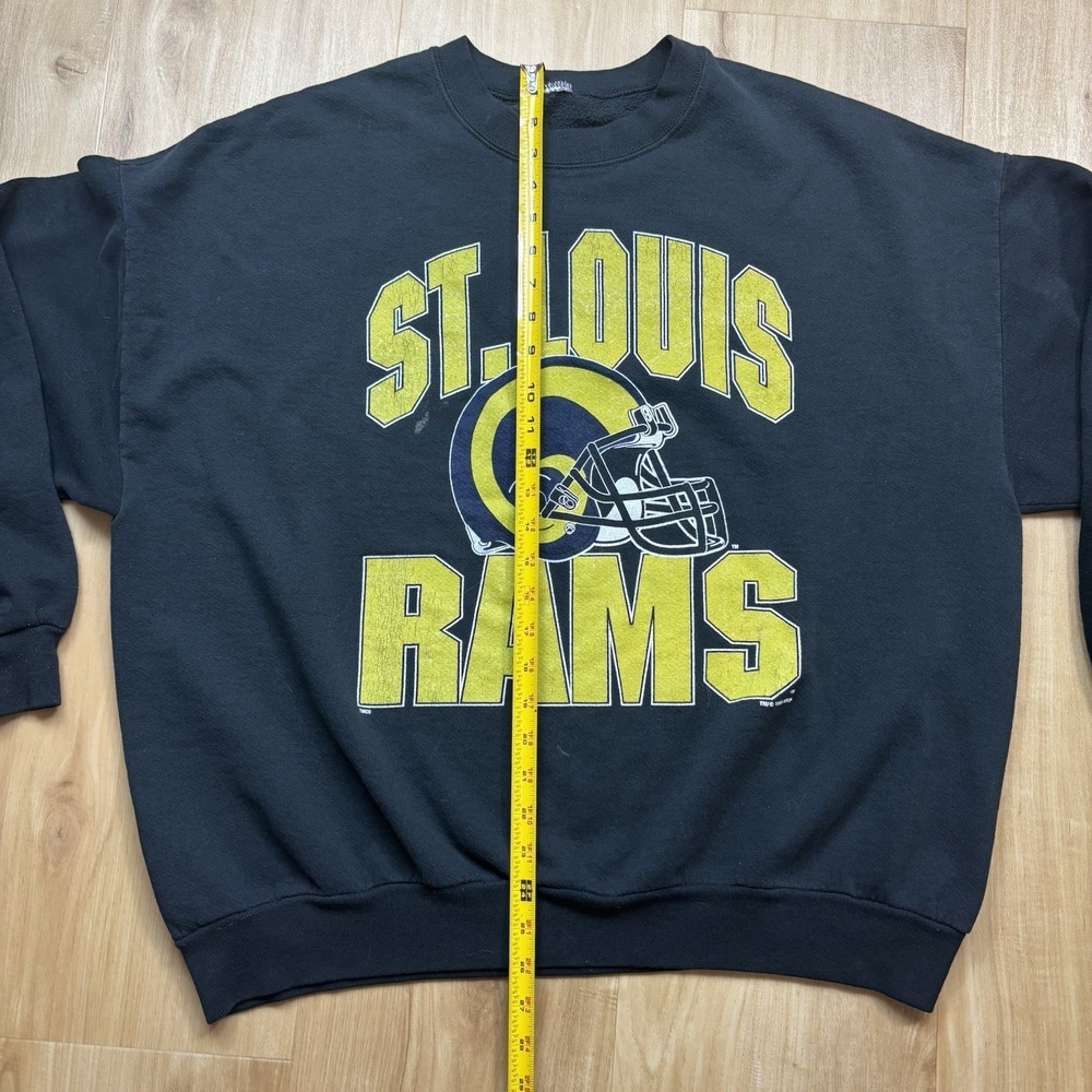 Vintage St Louis Rams Sweatshirt 1995 Crewneck Black Helmet XL - Picture 7 of 11